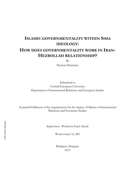 Islamic Governmentality Within Shia Ideology: How