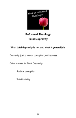Reformed Theology Total Depravity