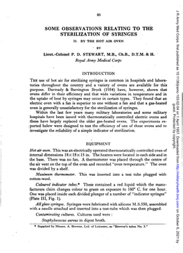 Some Observations Relating to the Sterilization of Syringes 11