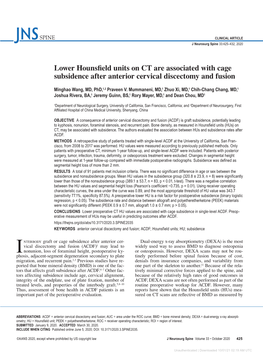 Lower Hounsfield Units on CT Are Associated with Cage Subsidence After Anterior Cervical Discectomy and Fusion