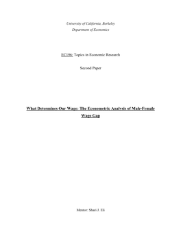 The Econometric Analysis of Male-Female Wage Gap