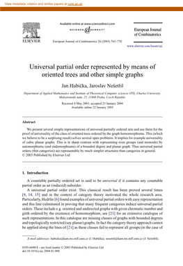 Universal Partial Order Represented by Means of Oriented Trees and Other Simple Graphs