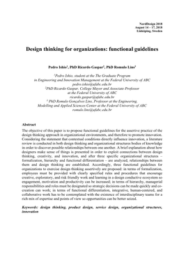 Design Thinking for Organizations: Functional Guidelines