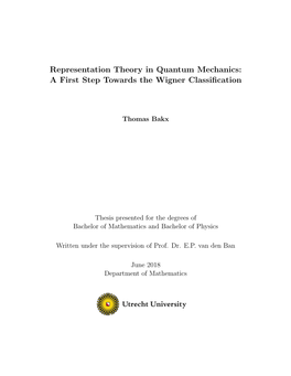 Representation Theory in Quantum Mechanics: a First Step Towards the Wigner Classiﬁcation