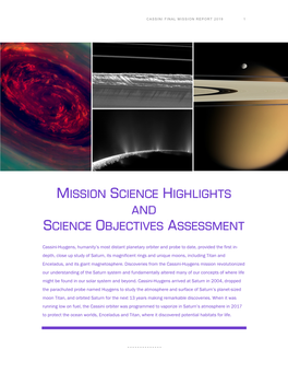 Mission Science Highlights and Science Objectives Assessment