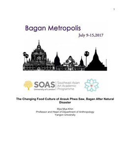 The Changing Food Culture of Anauk Phwa Saw, Bagan After Natural Disaster