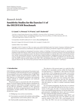 Sensitivity Studies for the Exercise I-1 of the OECD/UAM Benchmark