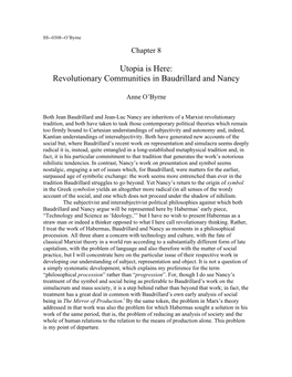 Revolutionary Communities in Baudrillard and Nancy