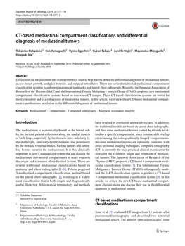 CT-Based Mediastinal Compartment Classifications and Differential