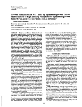 Growth Stimulation of A431 Cells Byepidermal Growth Factor