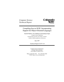 Computer Science Technical Report Compiling Java to SUIF