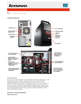 Thinkstation D30 Section I: System Overview