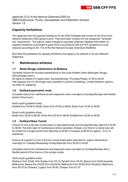 Capacity Limitations. 1 Maintenance Windows