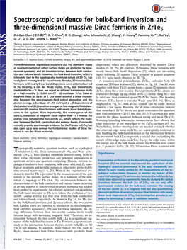 Spectroscopic Evidence for Bulk-Band Inversion and Three-Dimensional Massive Dirac Fermions in Zrte5