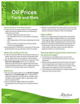 Oil Prices Facts and Stats