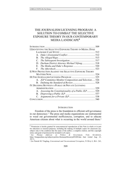 The Journalism Licensing Program: a Solution to Combat the Selective Exposure Theory in Our Contemporary Media Landscape