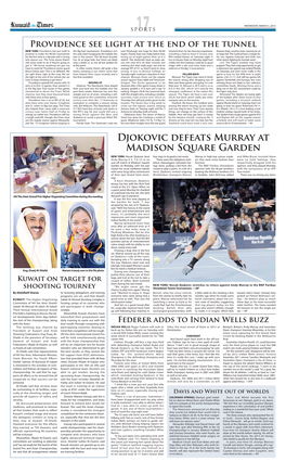 Djokovic Defeats Murray at Madison Square Garden