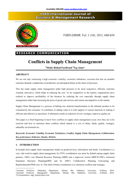 Conflicts in Supply Chain Management