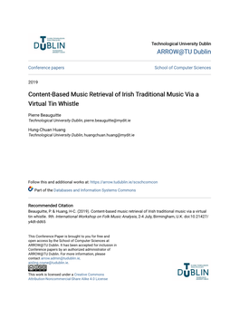 Content-Based Music Retrieval of Irish Traditional Music Via a Virtual Tin Whistle