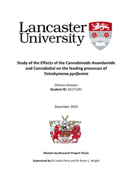 Study of the Effects of the Cannabinoids Anandamide and Cannabidiol on the Feeding Processes of Tetrahymena Pyriformis