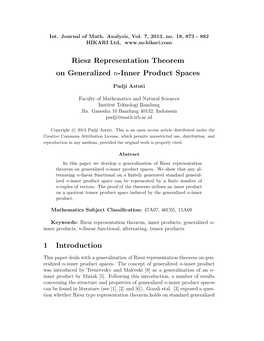 Riesz Representation Theorem on Generalized N-Inner Product Spaces