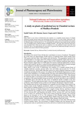 A Study on Plants of Medicinal Use in Chambal Ravines of Madhya Pradesh