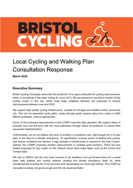 Local Cycling and Walking Plan Consultation Response March 2020