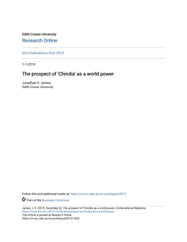 Chindia' As a World Power