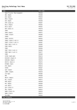 Sterling Pathology Test Menu 562.799.8900 Jun 2014 Sterlingpath.Com