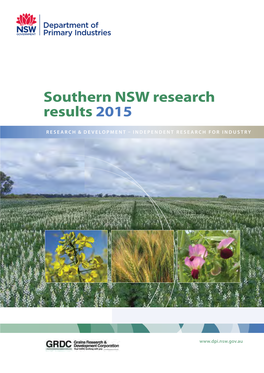 Southern NSW Research Results 2015