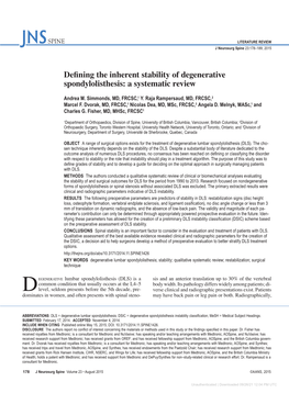 Defining the Inherent Stability of Degenerative Spondylolisthesis: a Systematic Review