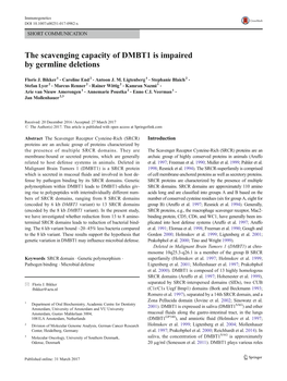 The Scavenging Capacity of DMBT1 Is Impaired by Germline Deletions