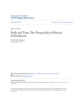 Body and Time: the Temporality of Human Embodiment