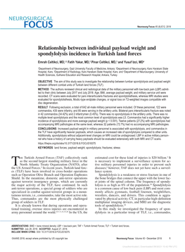 Relationship Between Individual Payload Weight and Spondylolysis Incidence in Turkish Land Forces