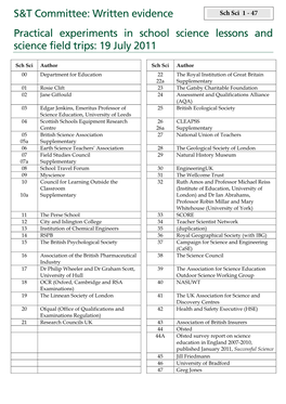 Practical Experiments in School Science Lessons and Science Field Trips: 19 July 2011