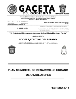 Plan Municipal De Desarrollo Urbano De Otzolotepec