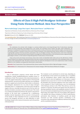 Effects of Class Ii High-Pull Headgear Activator Using Finite Element Method: Aten Year Perspective