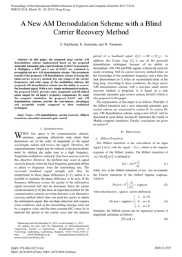 A New AM Demodulation Scheme with a Blind Carrier Recovery Method