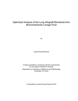 Optimized Analysis of the Lung Allograft Microbiota from Bronchoalveolar Lavage Fluid