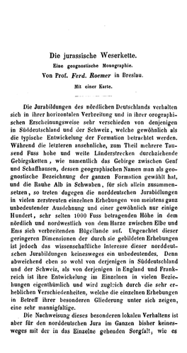 Die Jurassische Weserkette. Eine Geognostische Monographie
