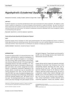 Hypohydrotic Ectodermal Dysplasia in Black Africans