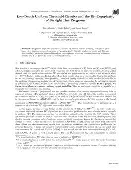 Low-Depth Uniform Threshold Circuits and the Bit-Complexity of Straight Line Programs