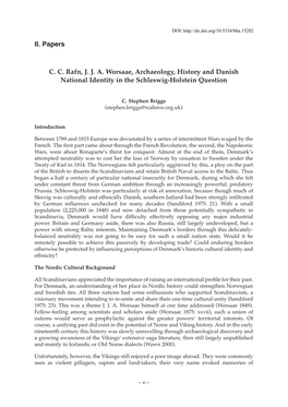 II. Papers C. C. Rafn, J. J. A. Worsaae, Archaeology, History and Danish
