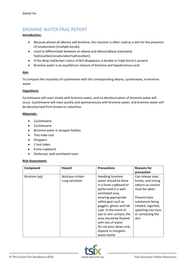 BROMINE WATER PRAC REPORT Introduction