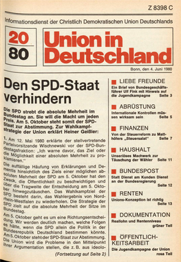 UID 1980 Nr. 20, Union in Deutschland