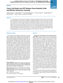 Tumor Cell Death and ATP Release Prime Dendritic Cells and Efficient Anticancer Immunity