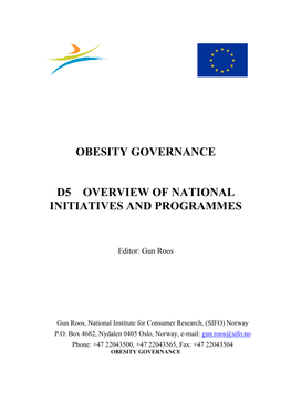 Obesity Governance D5 Overview of National