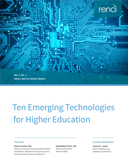 Ten Emerging Technologies for Higher Education, 2015