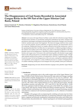 The Disappearance of Coal Seams Recorded in Associated Gangue Rocks in the SW Part of the Upper Silesian Coal Basin, Poland