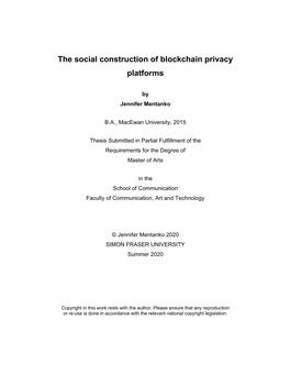 The Social Construction of Blockchain Privacy Platforms